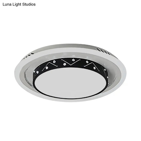 Art Deco Circle Flush Mount Ceiling Light With Acrylic Shade - Ideal For Bedroom