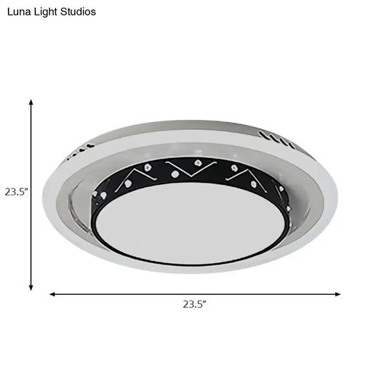 Art Deco Circle Flush Mount Ceiling Light With Acrylic Shade - Ideal For Bedroom