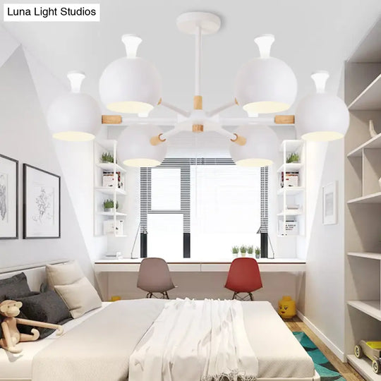 Art Deco Dome Pendant Chandelier - 6-Light Metal Hanging Light For Living Room
