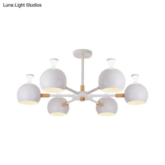 Art Deco Dome Pendant Chandelier - 6-Light Metal Hanging Light For Living Room