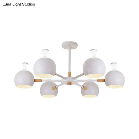 Art Deco Dome Pendant Chandelier - 6-Light Metal Hanging Light For Living Room
