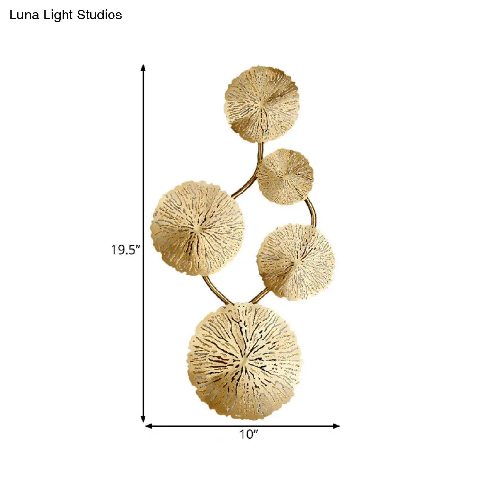 Art Deco Gold Finish Lotus Leaf Wall Lamp - Stainless Steel Flush Sconce