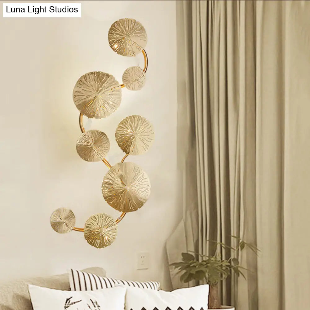 Art Deco Gold Finish Lotus Leaf Wall Lamp - Stainless Steel Flush Sconce