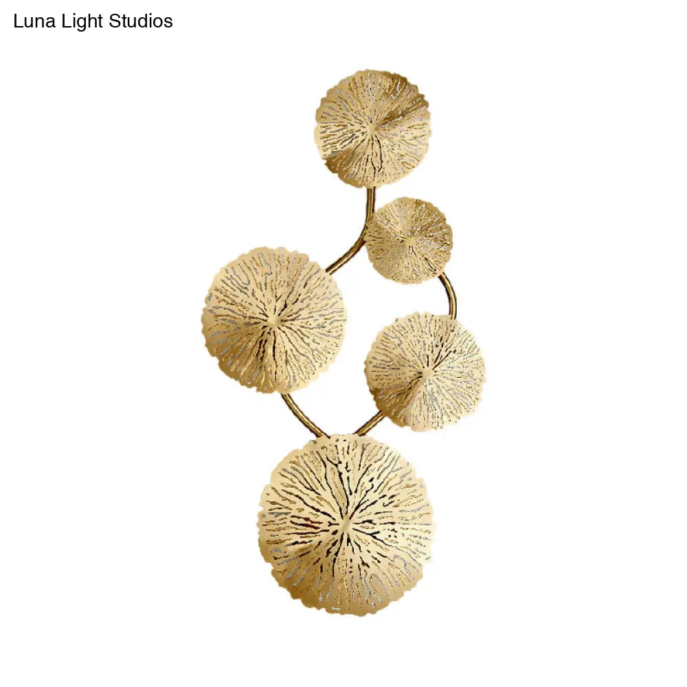 Art Deco Gold Finish Lotus Leaf Wall Lamp - Stainless Steel Flush Sconce