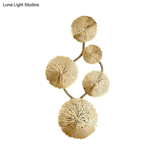 Art Deco Gold Finish Lotus Leaf Wall Lamp - Stainless Steel Flush Sconce