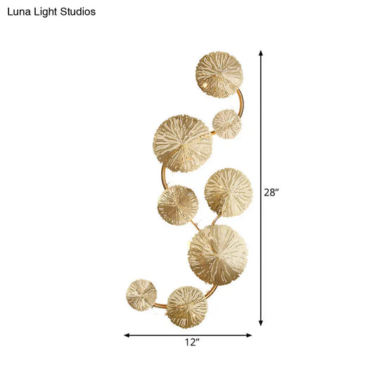 Art Deco Gold Finish Lotus Leaf Wall Lamp - Stainless Steel Flush Sconce