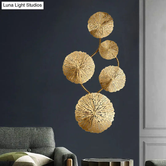 Art Deco Gold Finish Lotus Leaf Wall Lamp - Stainless Steel Flush Sconce