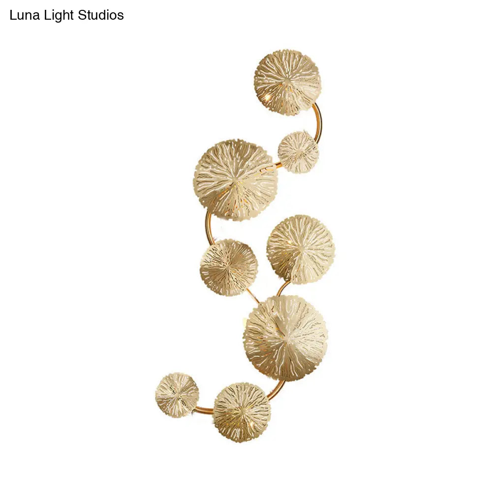 Art Deco Gold Finish Lotus Leaf Wall Lamp - Stainless Steel Flush Sconce