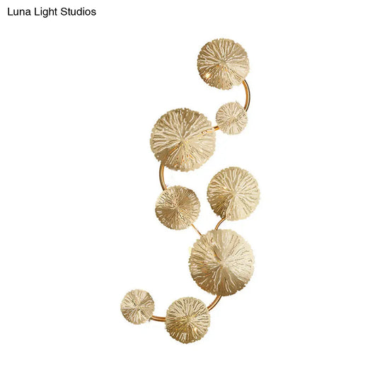 Art Deco Gold Finish Lotus Leaf Wall Lamp - Stainless Steel Flush Sconce