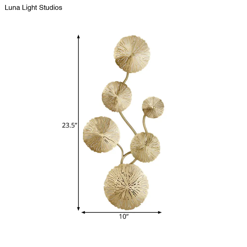 Art Deco Gold Finish Lotus Leaf Wall Lamp - Stainless Steel Flush Sconce