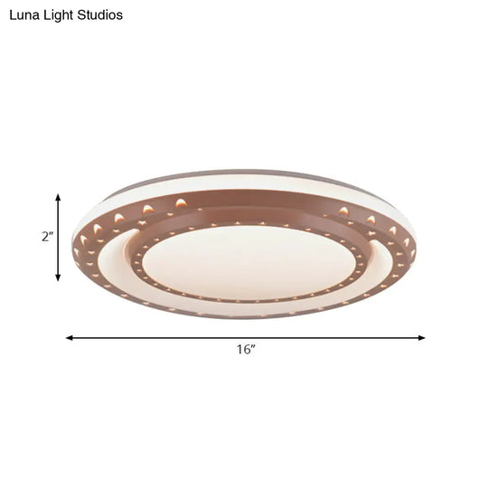 Art Deco Led Flush Mount Ceiling Light For Nursing Room - Acrylic Round Style