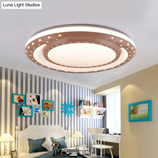 Art Deco Led Flush Mount Ceiling Light For Nursing Room - Acrylic Round Style