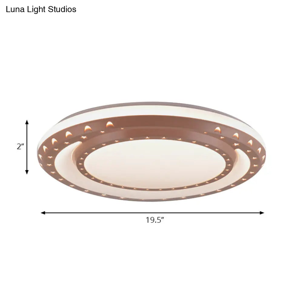 Art Deco Led Flush Mount Ceiling Light For Nursing Room - Acrylic Round Style