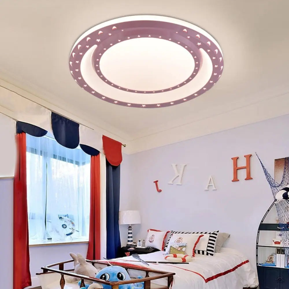 Art Deco Led Flush Mount Ceiling Light For Nursing Room - Acrylic Round Style Pink / 16’ Warm