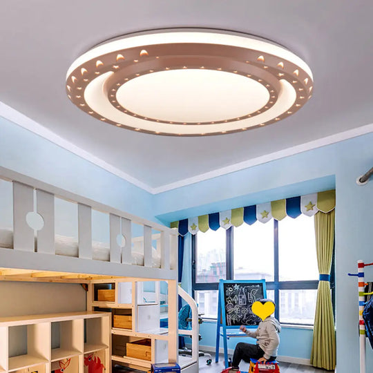 Art Deco Led Flush Mount Ceiling Light For Nursing Room - Acrylic Round Style Yellow / 16’ White