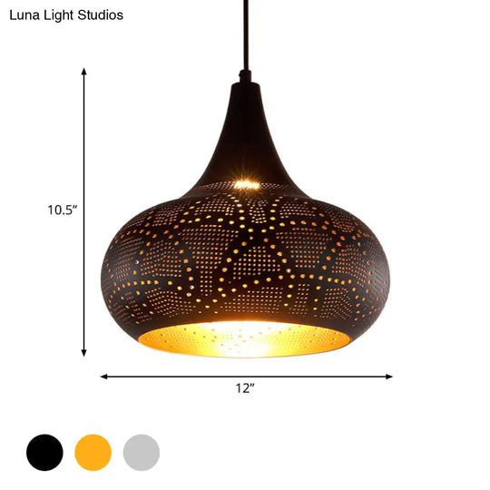 Art Deco Metal Pendant Light With Down Lighting For Gourd Restaurant - Silver/Bronze/Brass