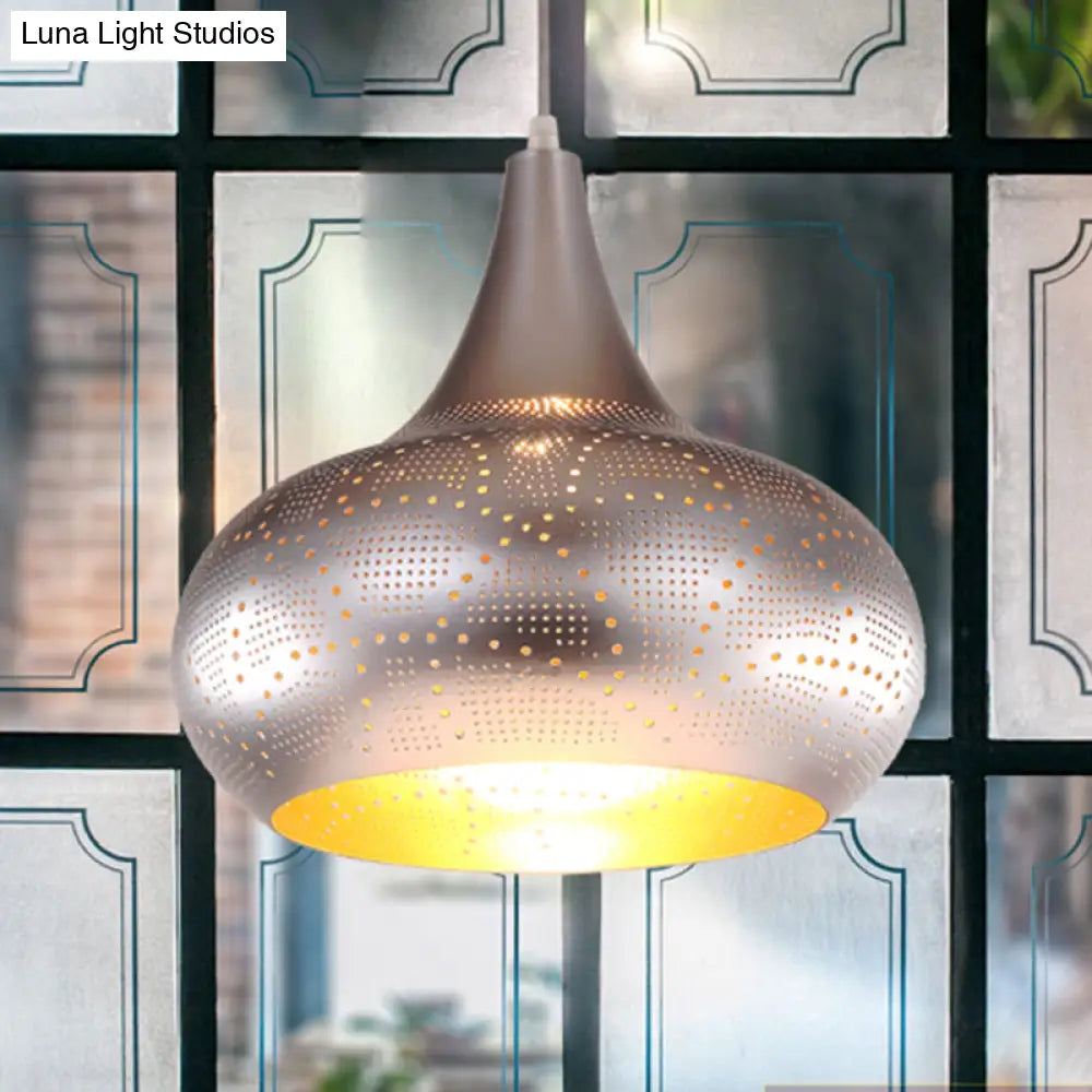 Art Deco Metal Pendant Light With Down Lighting For Gourd Restaurant - Silver/Bronze/Brass
