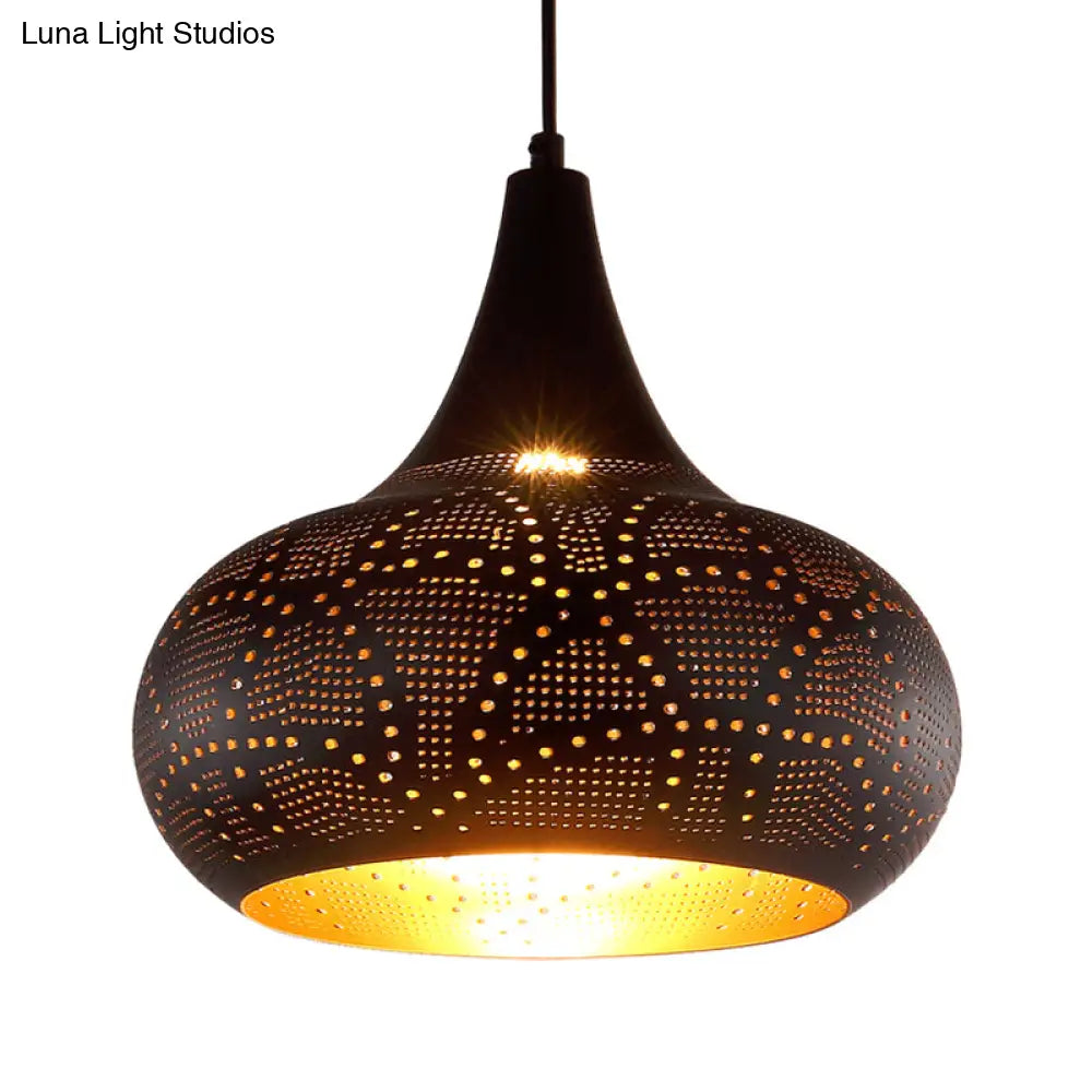 Art Deco Metal Pendant Light With Down Lighting For Gourd Restaurant - Silver/Bronze/Brass