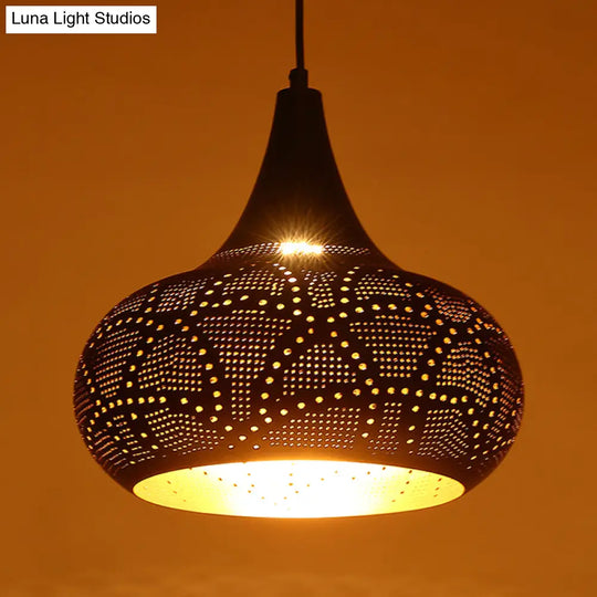Art Deco Metal Pendant Light With Down Lighting For Gourd Restaurant - Silver/Bronze/Brass