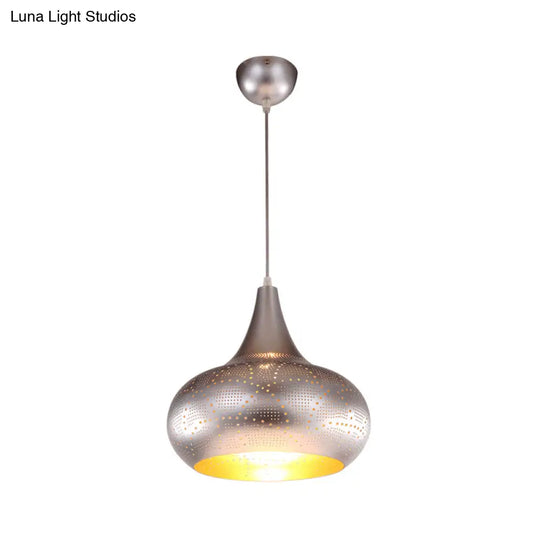 Art Deco Metal Pendant Light With Down Lighting For Gourd Restaurant - Silver/Bronze/Brass