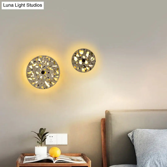 Art Deco Terrazzo Led Wall Light: Black Red Blue Flush Mount Sconce For Living Room