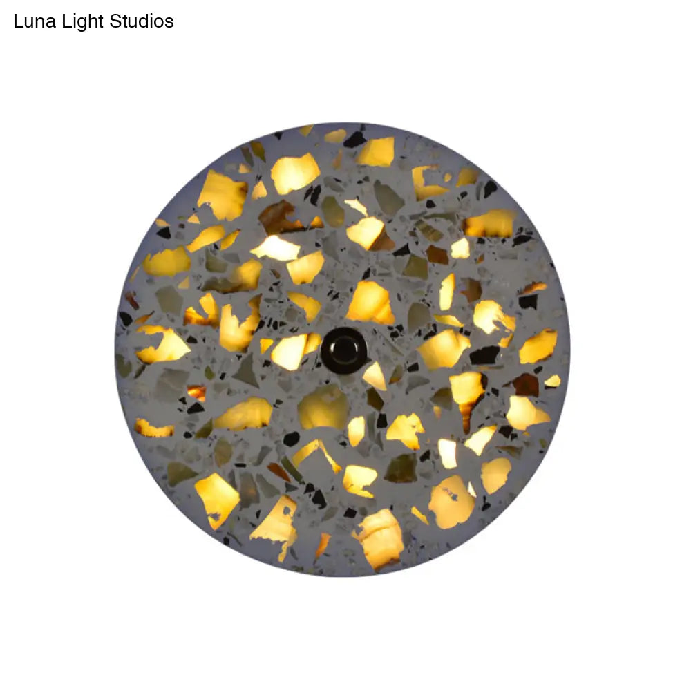 Art Deco Terrazzo Led Wall Light: Black Red Blue Flush Mount Sconce For Living Room