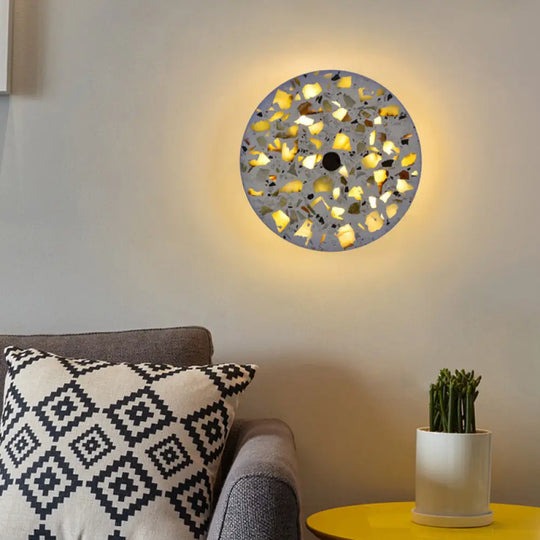 Art Deco Terrazzo Led Wall Light: Black Red Blue Flush Mount Sconce For Living Room