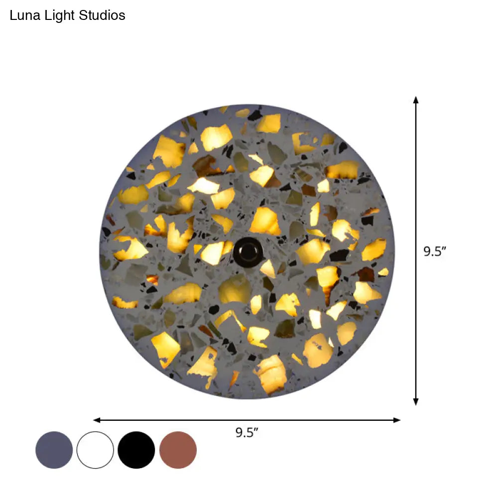 Art Deco Terrazzo Led Wall Light: Black Red Blue Flush Mount Sconce For Living Room