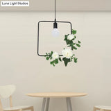 Artificial Flower Pendant With Loft Style Iron Frame - Triangle Round Square Design