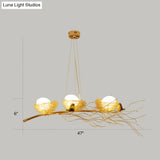 Artistic Aluminum Wire Nest Island Lamp With Wood Egg And Bird: A Unique Suspension For Dining Room