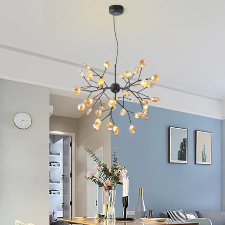 Artistic Heracleum Led Chandelier With Tan Blown Glass For Dining Room Ceiling 45 / Warm