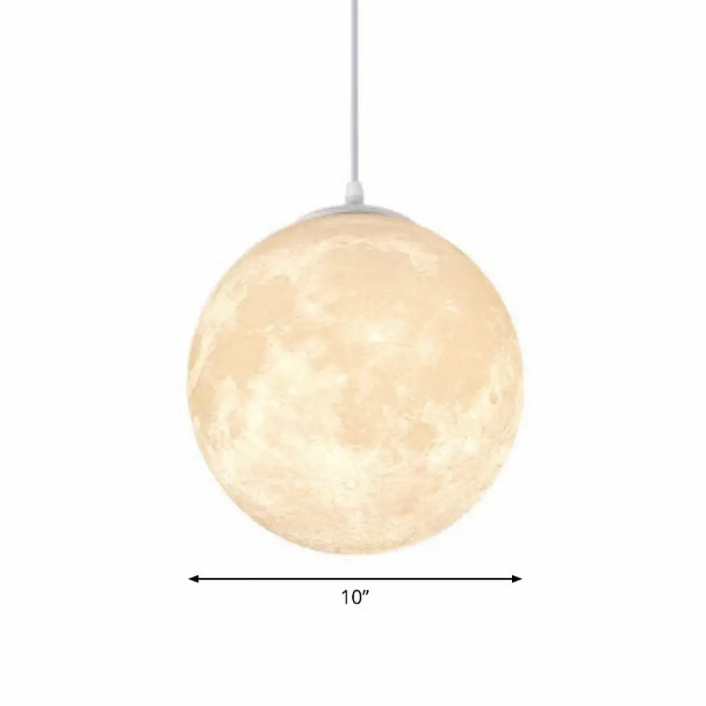 Artistic Moon Restaurant Led Suspension Lamp - White Metal Hanging Ceiling Light / 10’