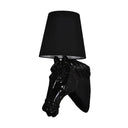 Artistic Resin Horse Head Wall Lamp: 1-Bulb Sconce Light With Tapered Fabric Shade - Black/White/Red