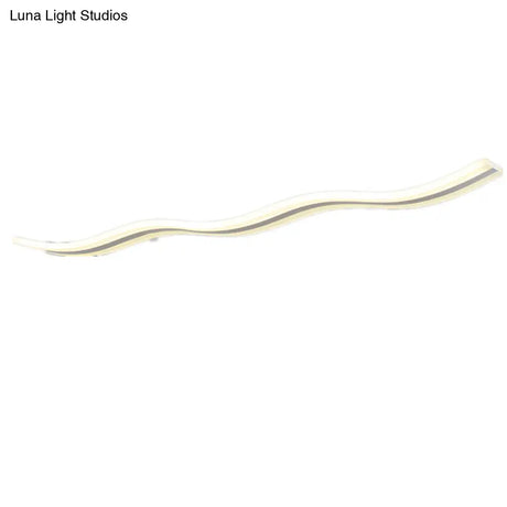 Artistic Wave Island Pendant Light - White Led Acrylic For Restaurants
