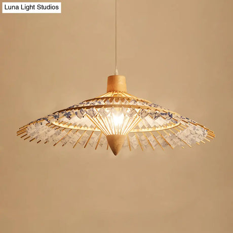 Asia Bamboo Ceiling Light Pendant - 19.5’ / 23.5’ 27.5’ White/Blue