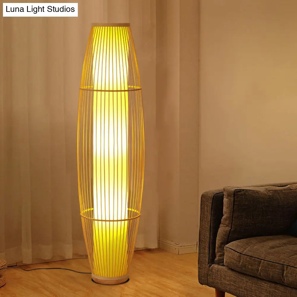 Asia Bamboo Floor Lamp With 3 Wood Heads For The Living Room