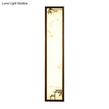 Asian-Inspired Bamboo And House Led Wall Sconce In Acrylic Rectangle Design