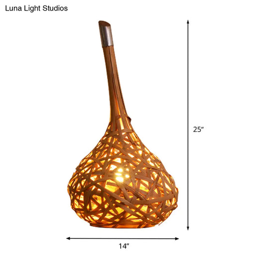 Asian Khaki Bamboo Desk Lamp Handcrafted Dining Room Task Light