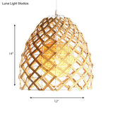 Asian Style Beige Pendant Light With Metal & Rope For Cottage