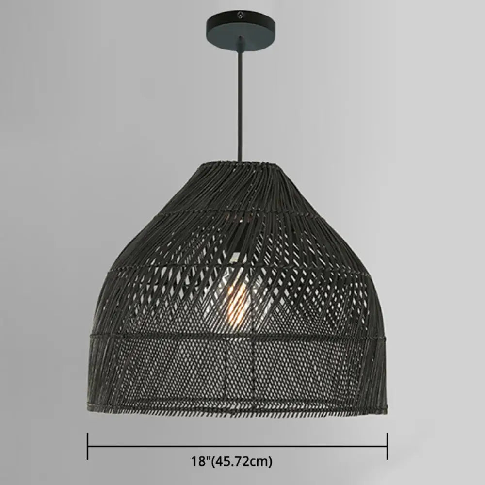 Asian Style Rattan Pendant Light With Hanging Wire - Bell Shape Lighting Fixture (39) Bedroom Décor