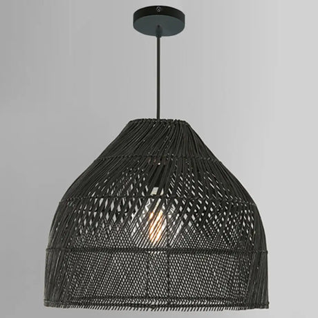 Asian Style Rattan Pendant Light With Hanging Wire - Bell Shape Lighting Fixture (39) Bedroom Décor