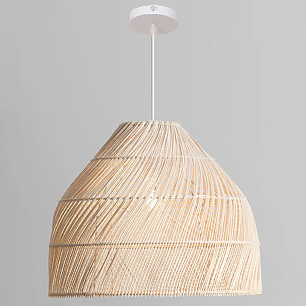 Asian Style Rattan Pendant Light With Hanging Wire - Bell Shape Lighting Fixture (39) Bedroom Décor
