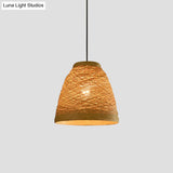 Asian Style Rattan Weaving Bell Hanging Lamp - Suspension Pendant Light For Snack Bars (1 Bulb)