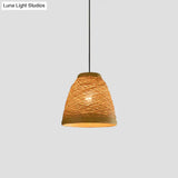 Asian Style Rattan Weaving Bell Hanging Lamp - Suspension Pendant Light For Snack Bars (1 Bulb)