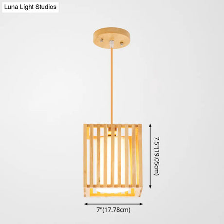 Asian Wood Island Pendant Light - Natural Finish