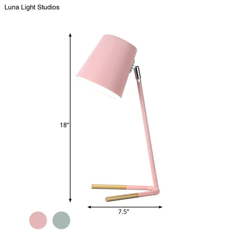 Athena - Pink/Green Tapered Nightstand Light Macaron 1 Head Iron Table Lighting With Swivelable