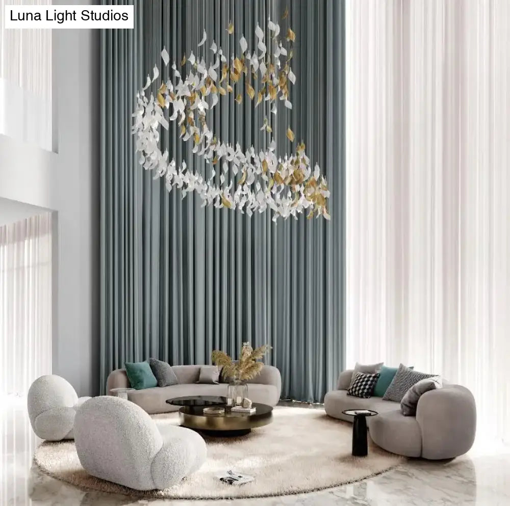 Aurevo Ceramic Leaf Chandelier – Custom Artistic Luxury Lighting