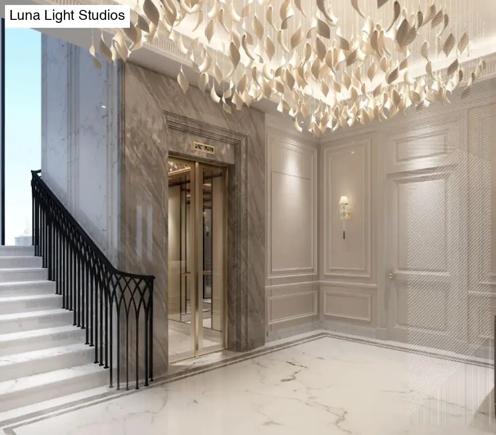 Aurevo Ceramic Leaf Chandelier – Custom Artistic Luxury Lighting