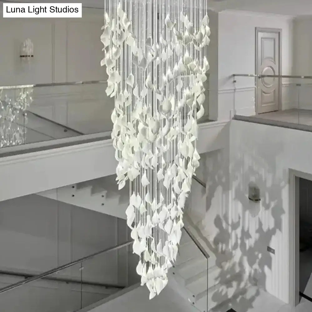 Aurevo Ceramic Leaf Chandelier – Custom Artistic Luxury Lighting