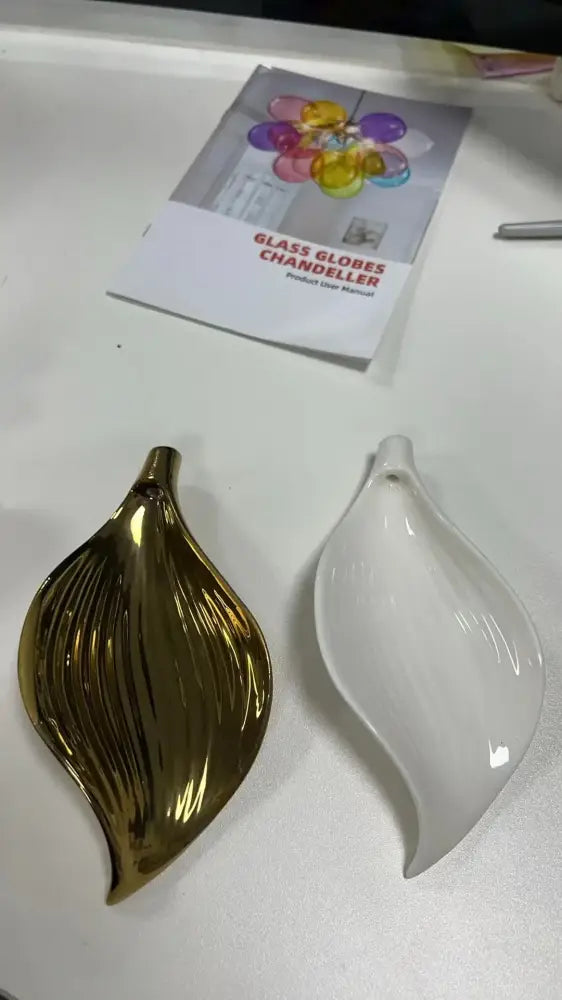 Aurevo Ceramic Leaf Chandelier – Custom Artistic Luxury Lighting 8x18cm / contact US